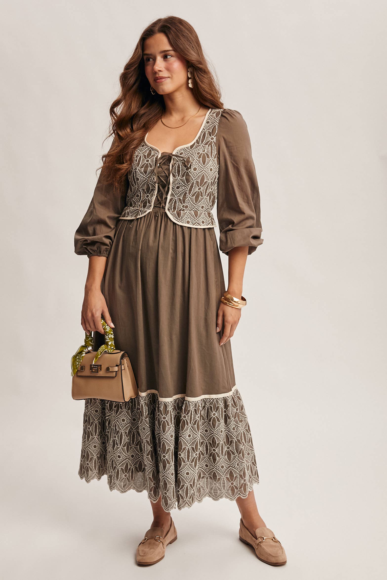 Forte - Wholesale Dress - Women's - Embroidered Bodice Maxi Dress FD002010