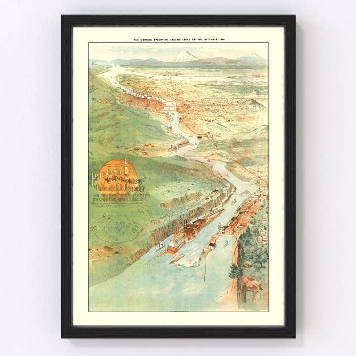 Vintage Map of Portland, Oregon 1896 for wholesale by Ted's Vintage Art
