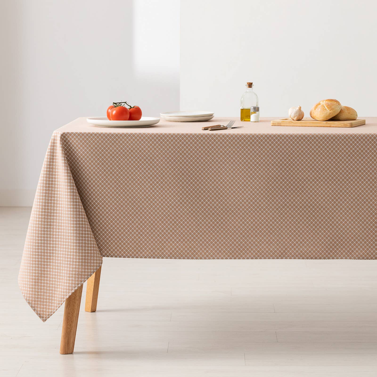 GAMUSI - Vente Nappes - Nappe imperméable jacquard coton géométrique LOSAN25