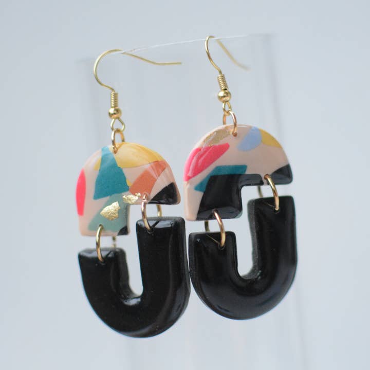 Pendientes colgantes ovalados de terrazo para venta al por mayor de The Gifted Posy