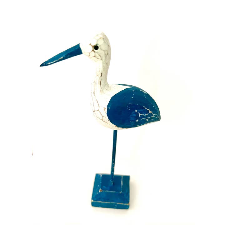 Bird on stand hand carved hand painted wood for wholesale by Erik & Mike