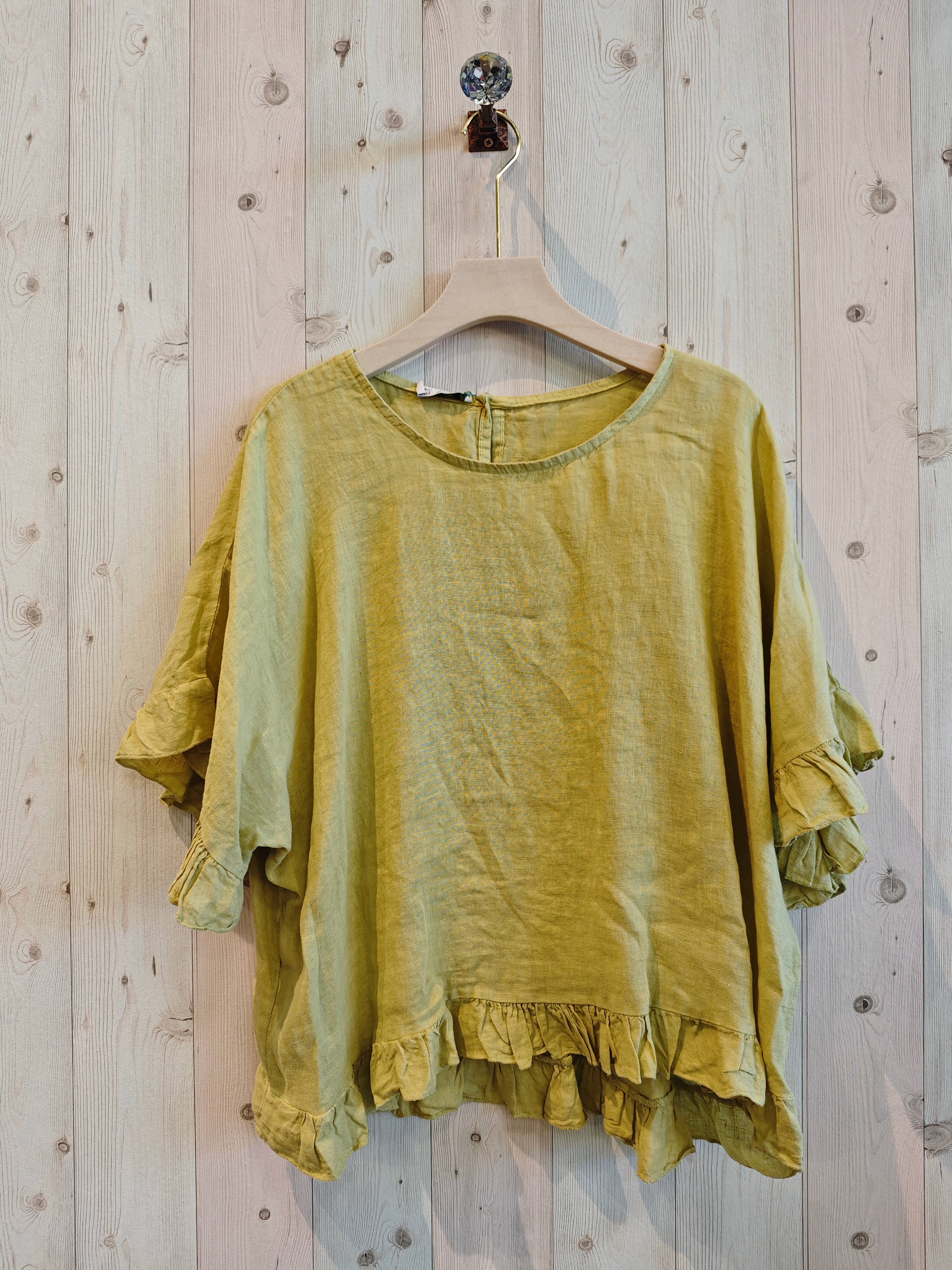 Linen & More - Vente Chemisier – femme - Blouse à volants 100 % lin - réf 107406