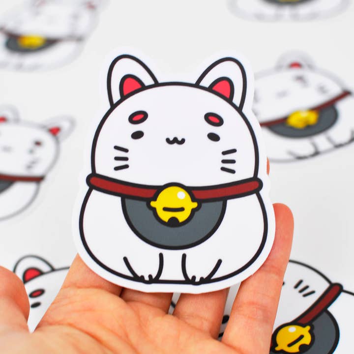 Noristudio - Wholesale Sticker - White Fortune Cat Vinyl Sticker