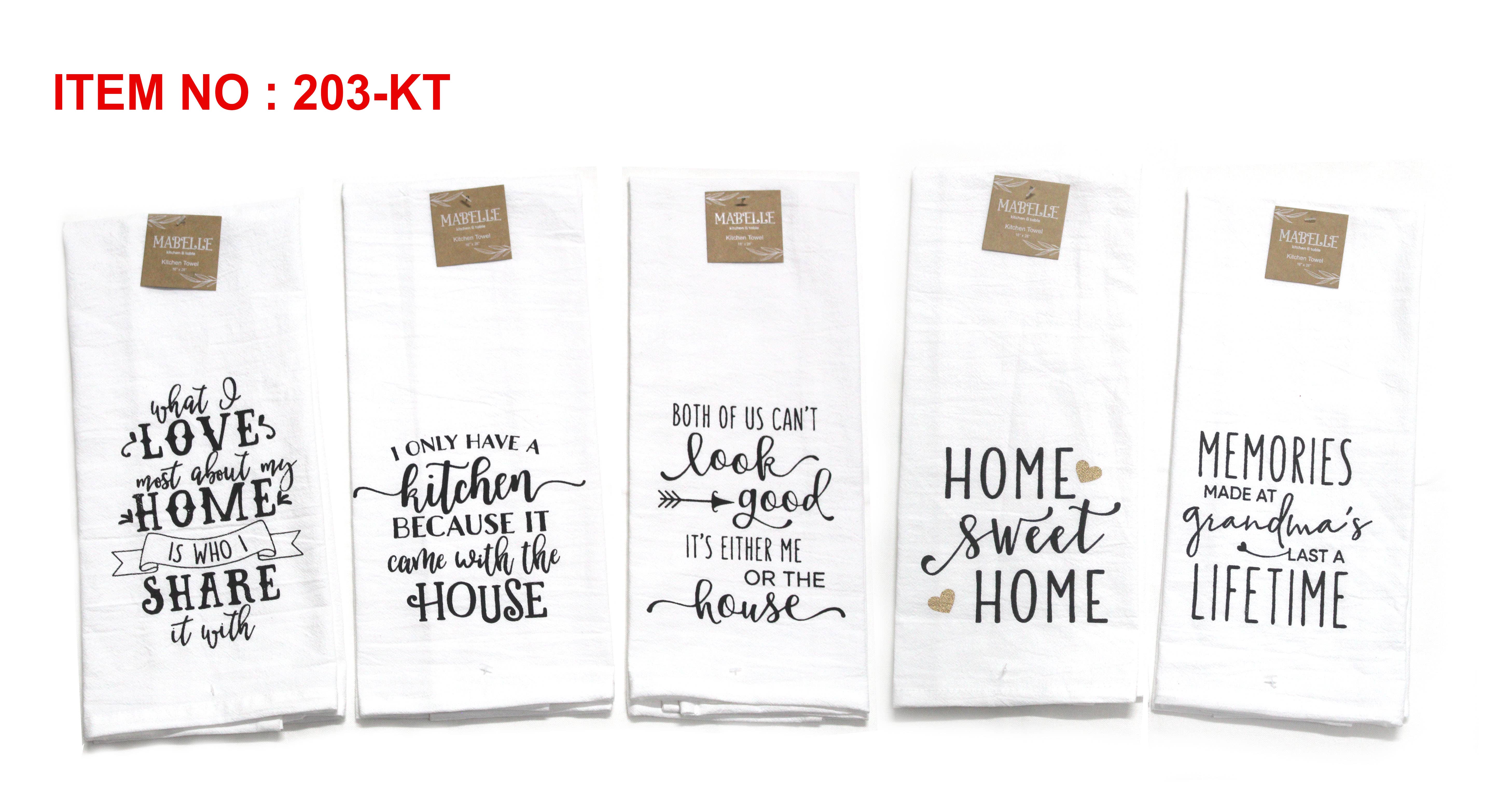 Mabelle Home – Großhandel Geschirrtücher – Inspirierende Sprüche Geschirrtuch mit Mehlsack