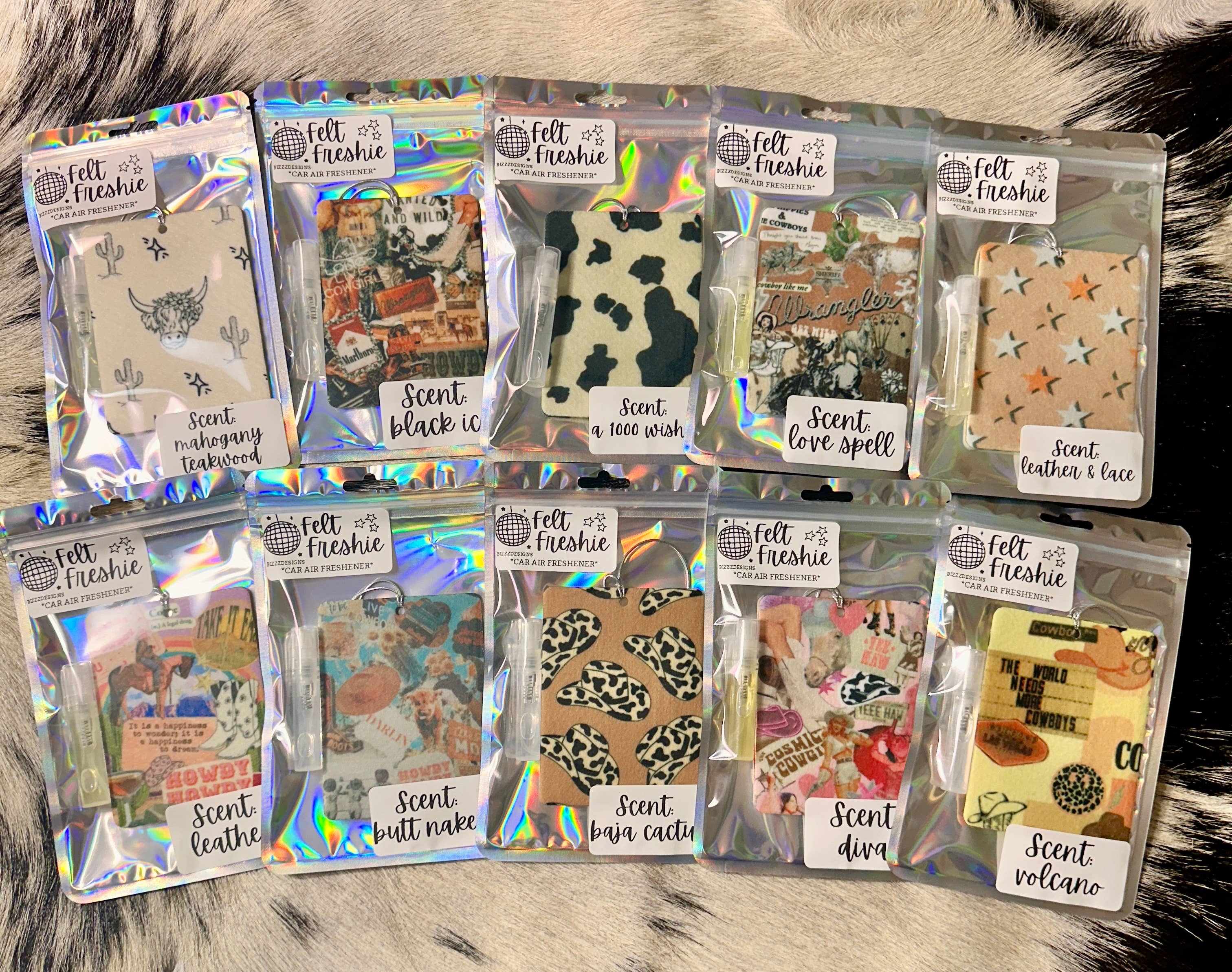 Bizzz Designs - Wholesale Car Freshener - Women's - Western Punchy Felt Freshie Bundle of 10 | Air Freshener3