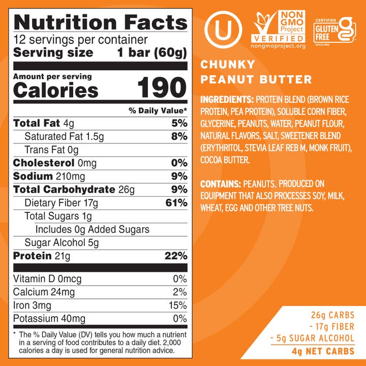 No Cow - Wholesale Snack Bar - No Cow Protein Bars, Chunky Peanut Butter, 12 Pack3