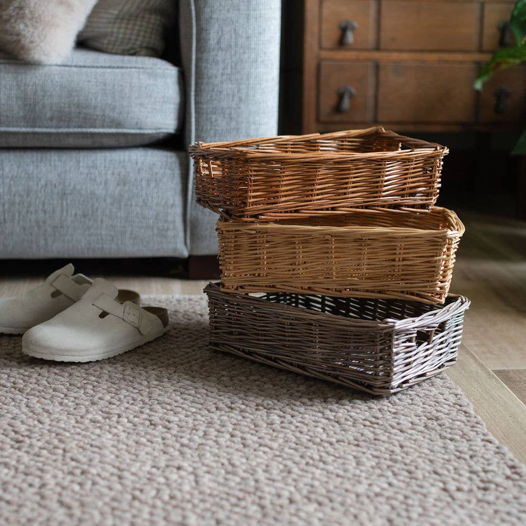 Arthur Cameron – wholesale Basket – Natural  Rectangular Wicker Shallow Storage Tray1