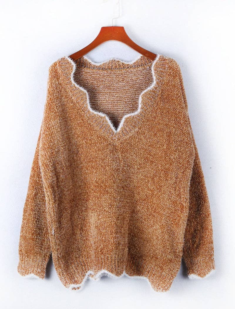 Masyal - Wholesale Knit Sweater - Women's - Scallop Trim Knit Sweater10
