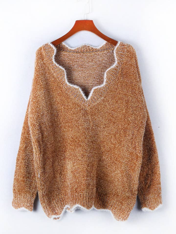 Masyal - Wholesale Knit Sweater - Women's - Scallop Trim Knit Sweater10