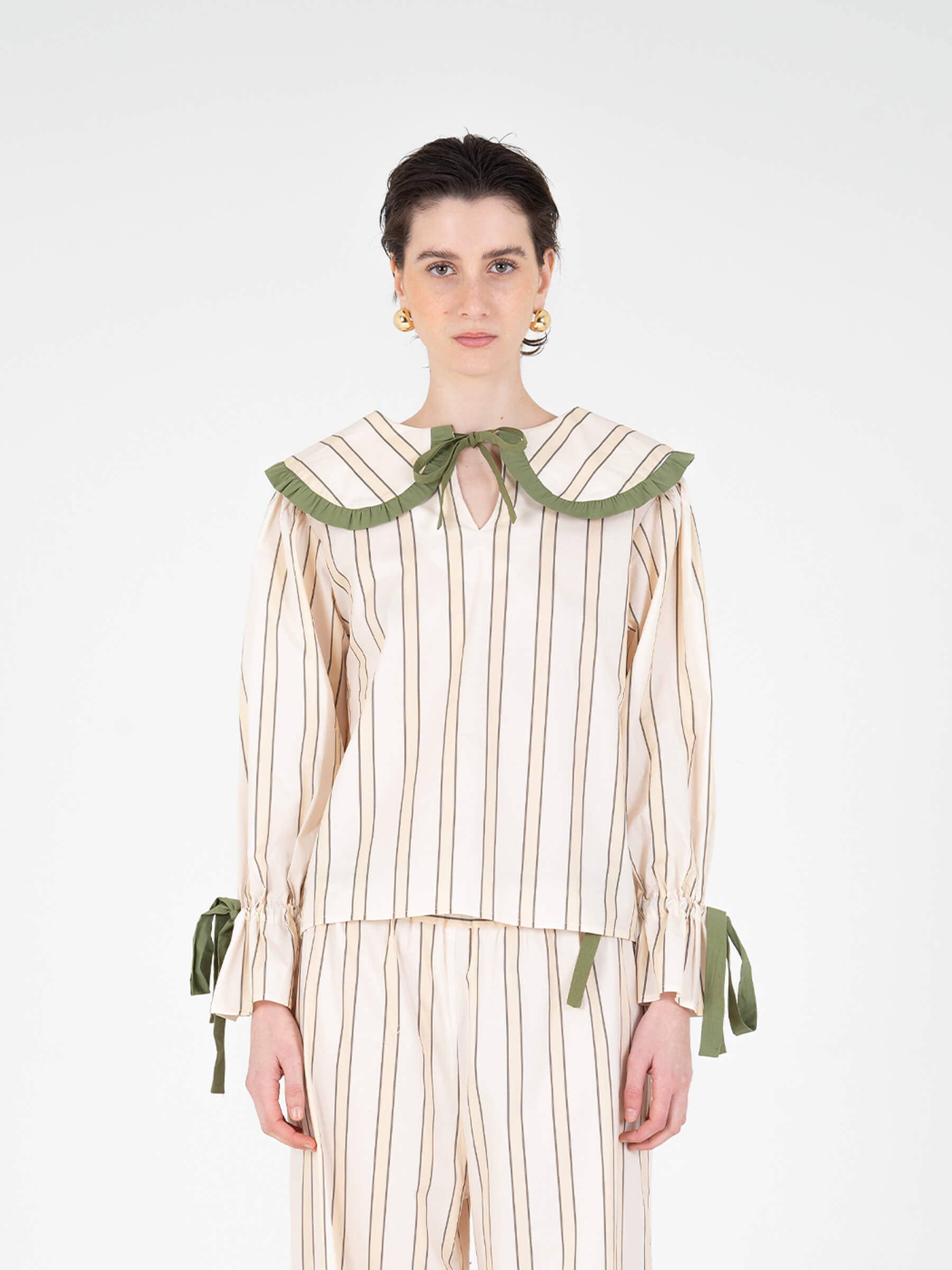 CARMEN SAYS - Wholesale Sleepwear Top - Women's - Camisa de pijama a rayas de cristal0