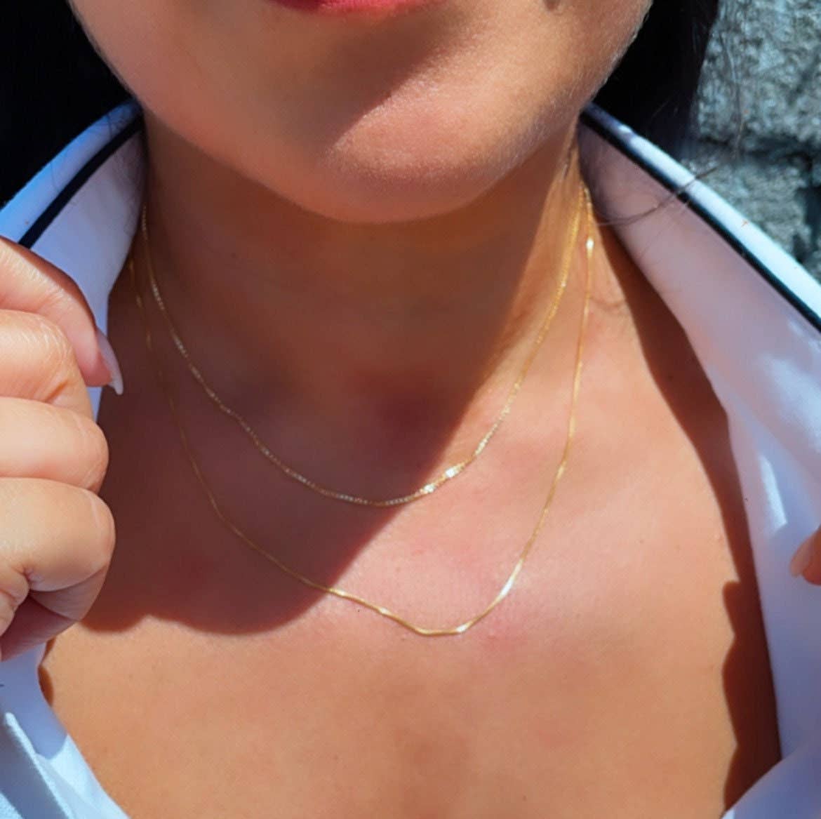 Milie - Wholesale Schakelketting - 18k GF Box Ketting 1mm Halsketting Fijn Sieraad1