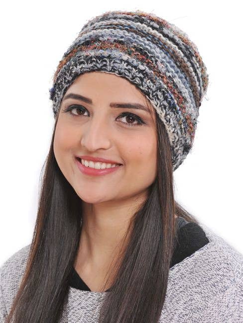 Gerecycleerde zijden en wollen hoed voor wholesale door The Collection Royal / Royal Handicrafts