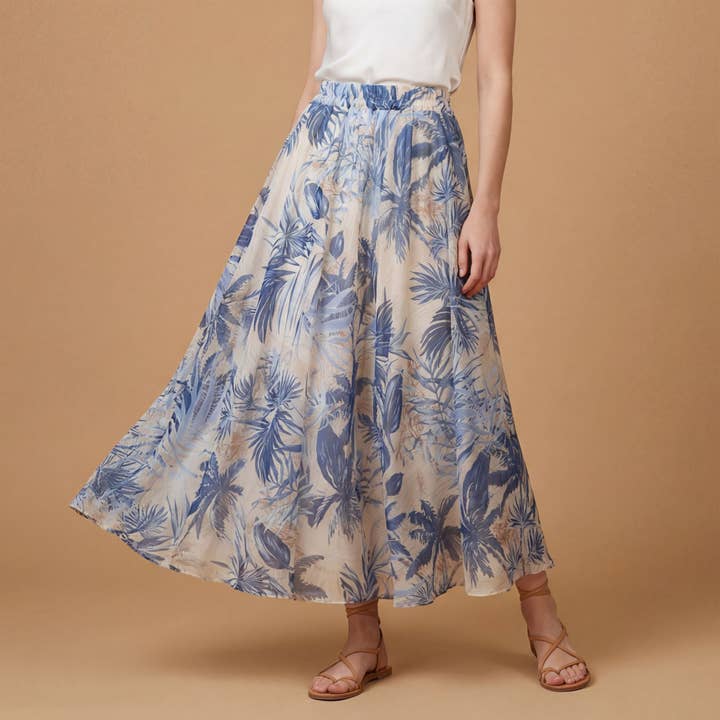 Printed skirt with elastic waistband – DB75152-3 for wholesale by Cecile Wang