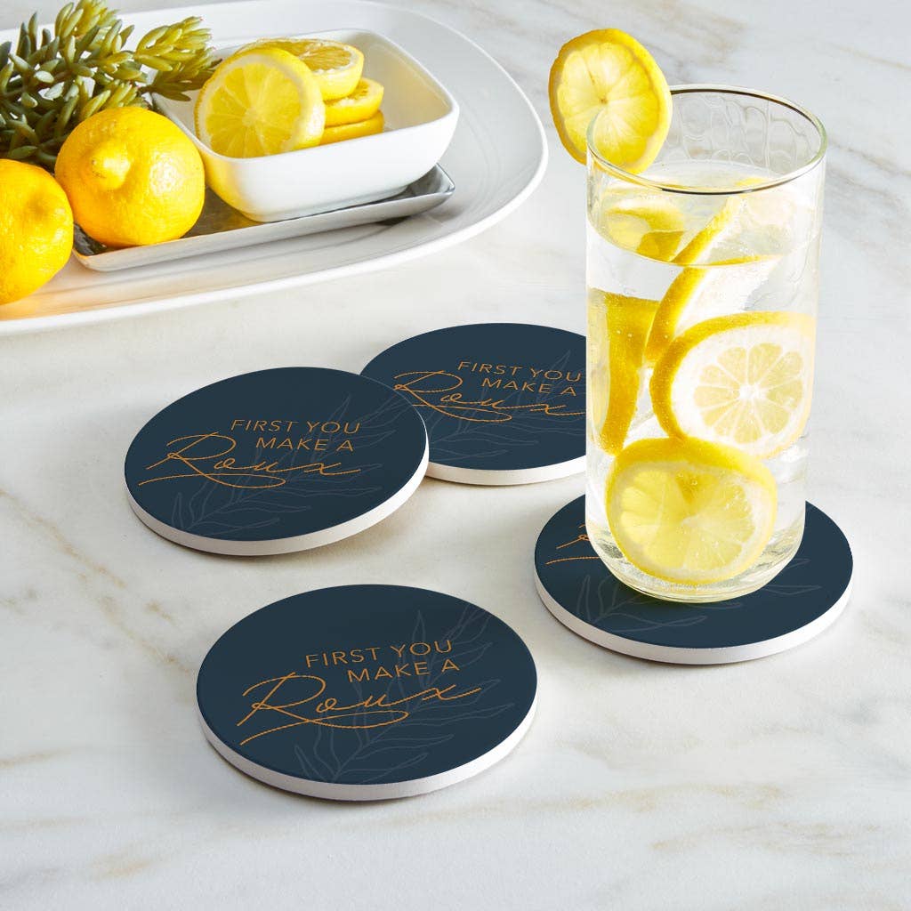 Love Local - Wholesale Coasters - Modern Minimalist Louisiana Roux Saying | Absorbent Coasters | Set of 4 | Min 21