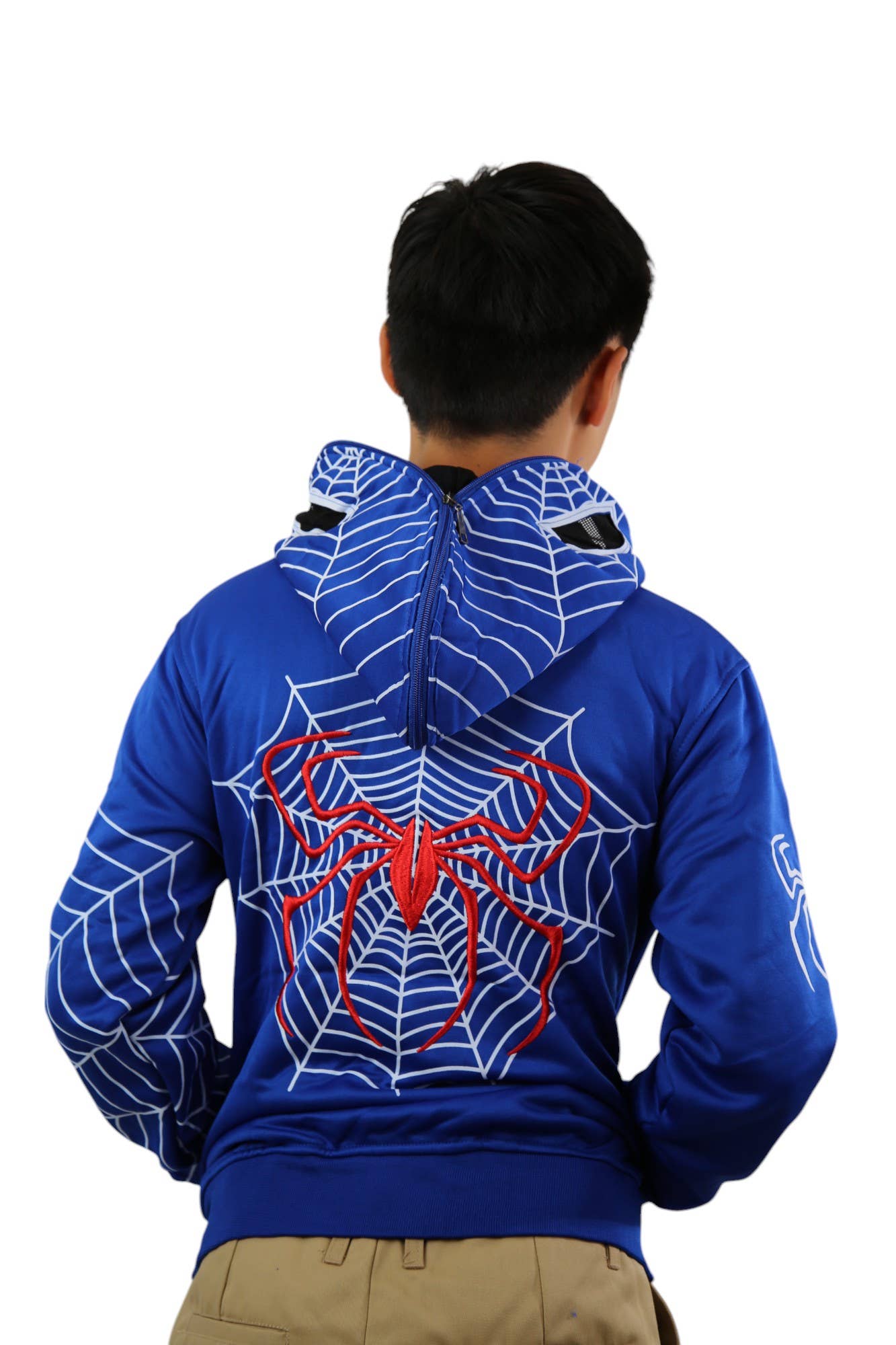 Lime Tree Clothing Inc. – Großhandel Hoodie – Kinder – Spider Hero Hoodie mit Reißverschluss für Kinder — lustiges Design mit Maskenkapuze14