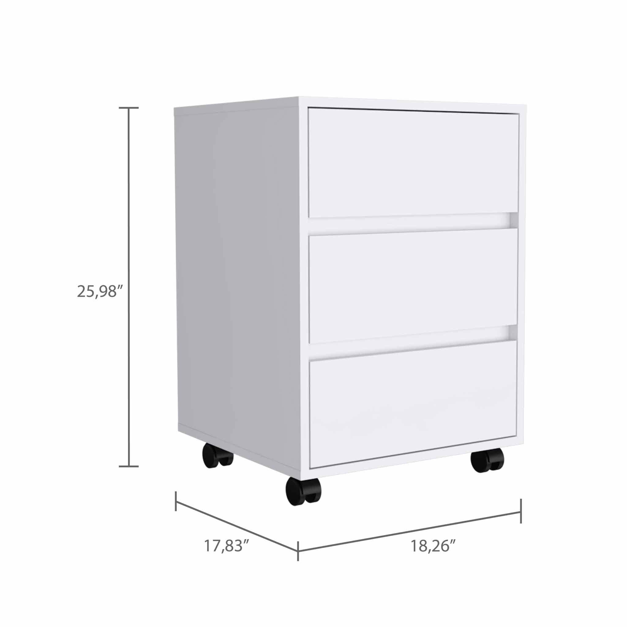 TUHOME FURNITURE - Wholesale Cabinet - Artemisa 3 Drawer Filing Cabinet, Four Casters2