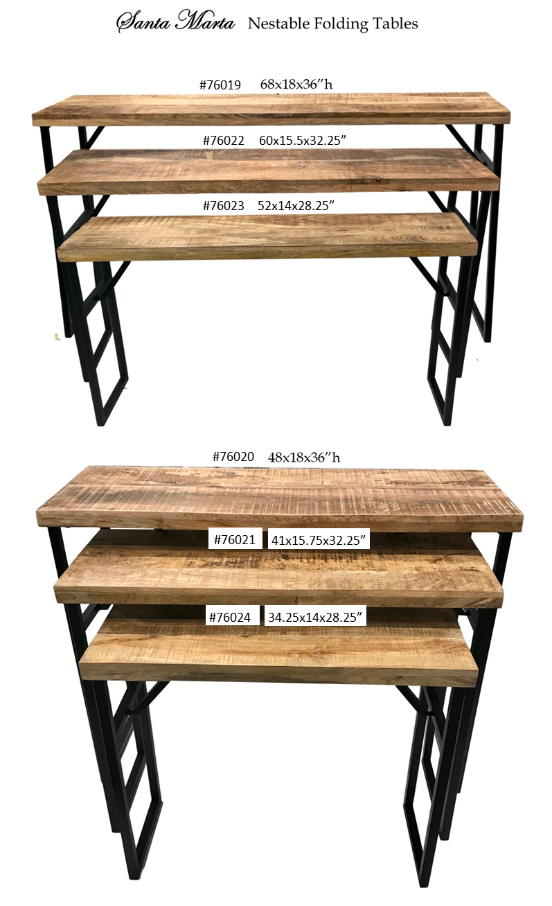 Wilco Home - Wholesale Console Table - Santa Marta Solid Mango Wood Console/Folding Display Table-S1