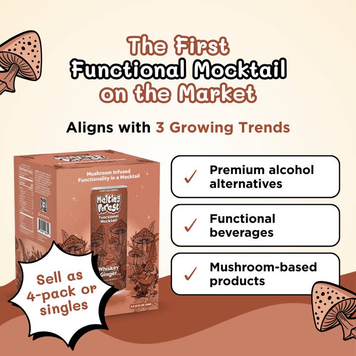 Melting Forest - Wholesale Non-Alcoholic Aperitif/Mocktail - Functional Mocktail | Mushroom | NA Whiskey Ginger | 4 pack2