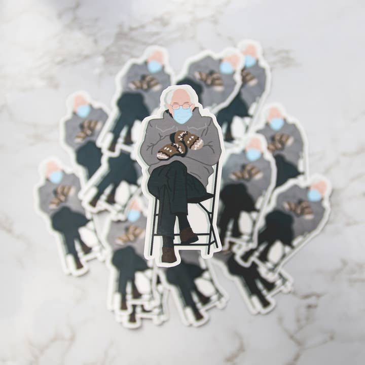 Bernie Mittens Meme glänzender Vinyl-Aufkleber für den Großhandel von West Creek Mercantile