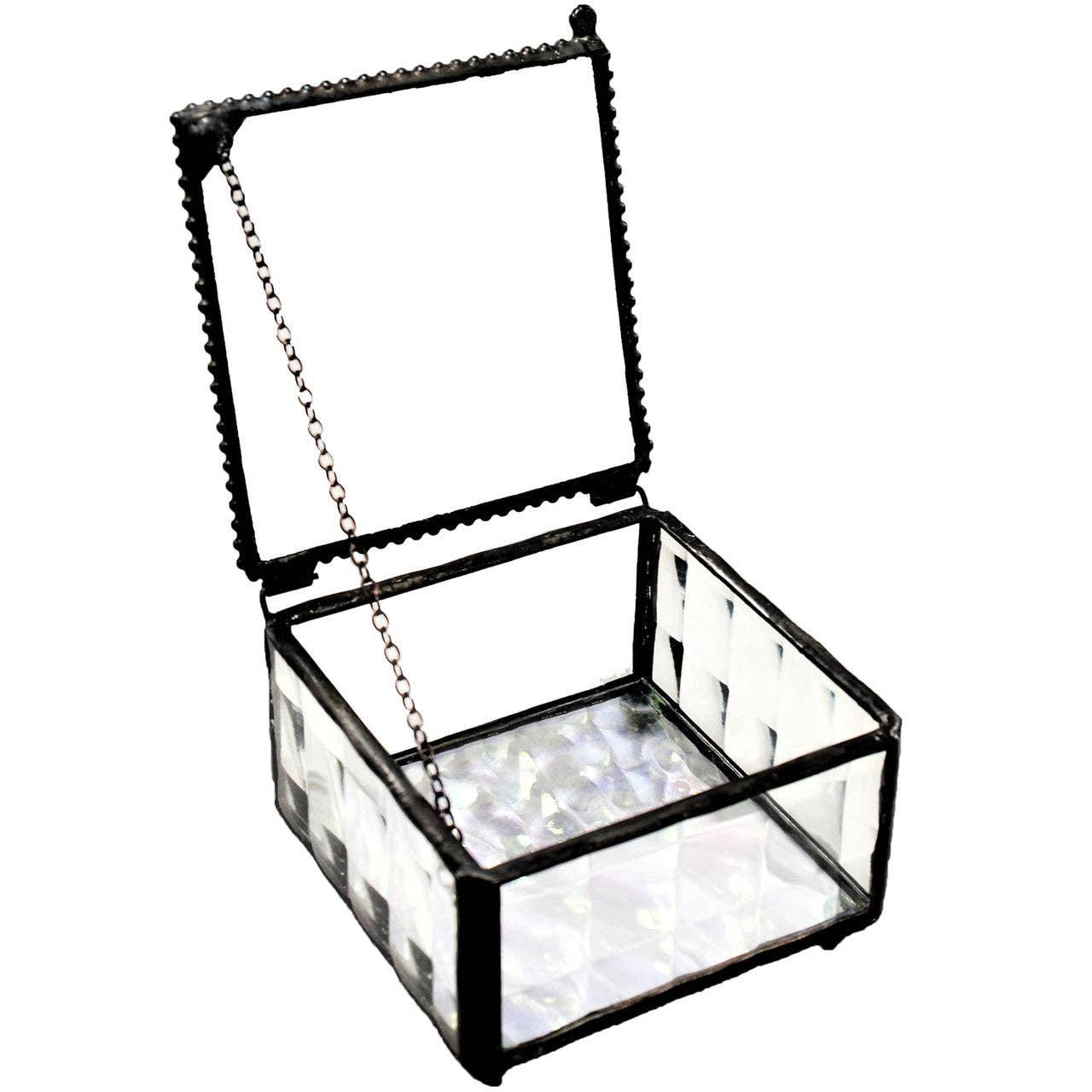 J Devlin Glass Art & Bert Anderson Collection - Wholesale Jewelry Box/Organizer - Box 333 Clear Cube Glass Box2
