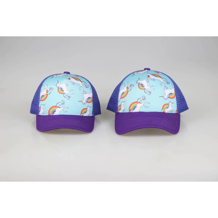 Purple Unicorn Trucker Hat Toddler and Adult for wholesale by Wild Child Hat Co