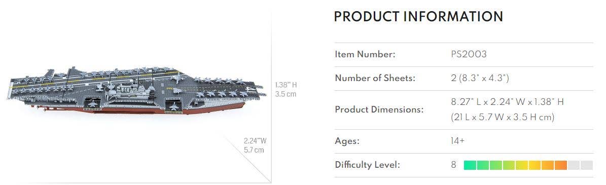 Metal Earth - Wholesale Decorative Tabletop Object - USS Midway Premium Series Metal Earth 3D Model kit5