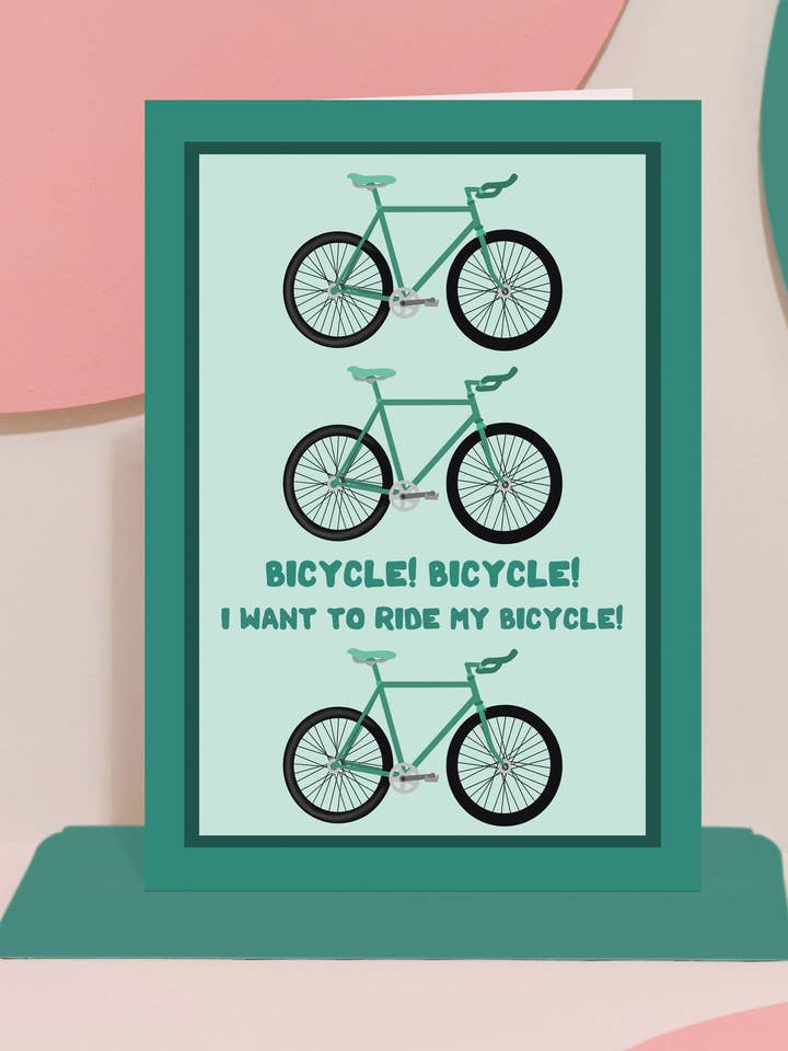 Ride my Bicycle Greetings card | Cyclists | Bike Lovers for wholesale by Pink and Mint Design