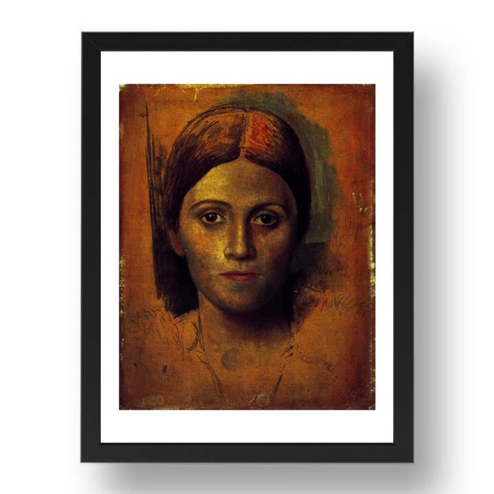 1918 Porträtt av Olga Kokhlova, vintagekonstverk av Pablo Picasso, A3-storlek reproduktionsaffisch i 17x13" svart ram för wholesale av PERIOD PRINTS