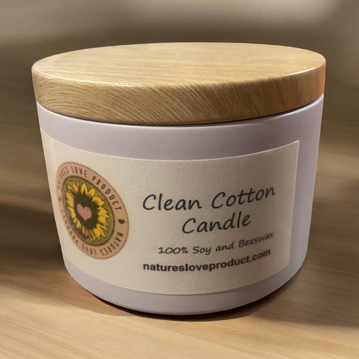 Clean Cotton Tin Candle with Wood Wick for wholesale by Nature's Love Product