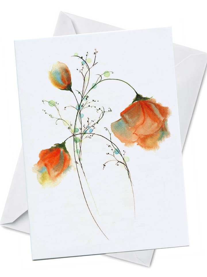 Carte de vœux - Expression fidèle - Fleurs à l'aquarelle pour la vente par Oladesign