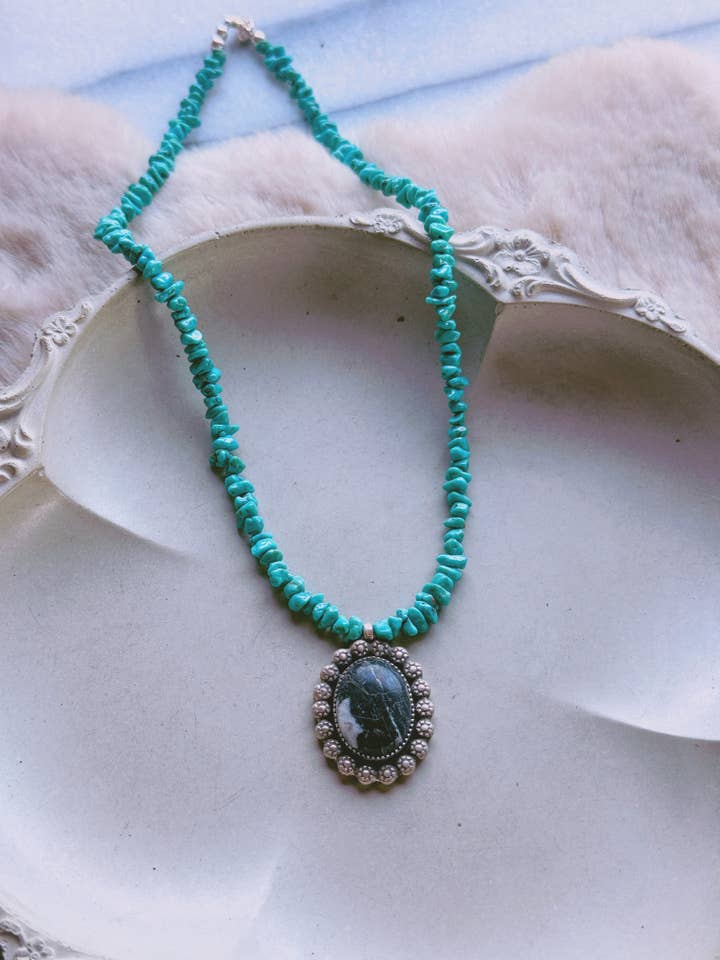 White Buffalo + Turquoise Nugget Necklace for wholesale by Artemis and Aura Jewelry