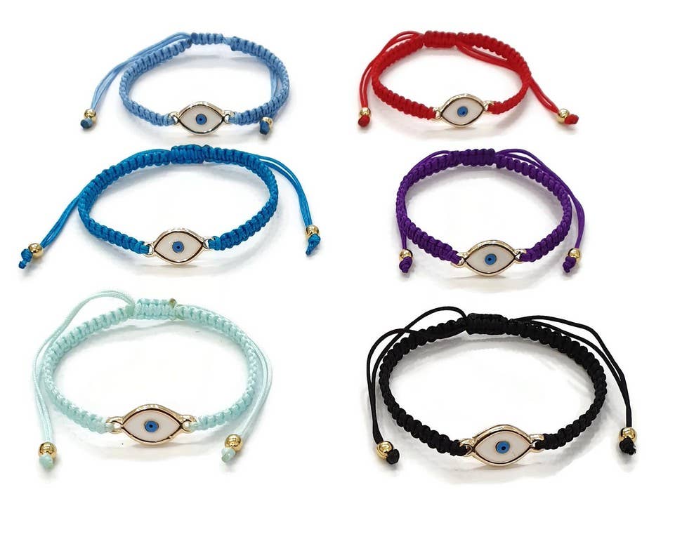 Loli - Vendita all'ingrosso Braccialetto con ciondolo/pendente - Bracciale Macrome EvilEyeOvale Malocchio Smalto3
