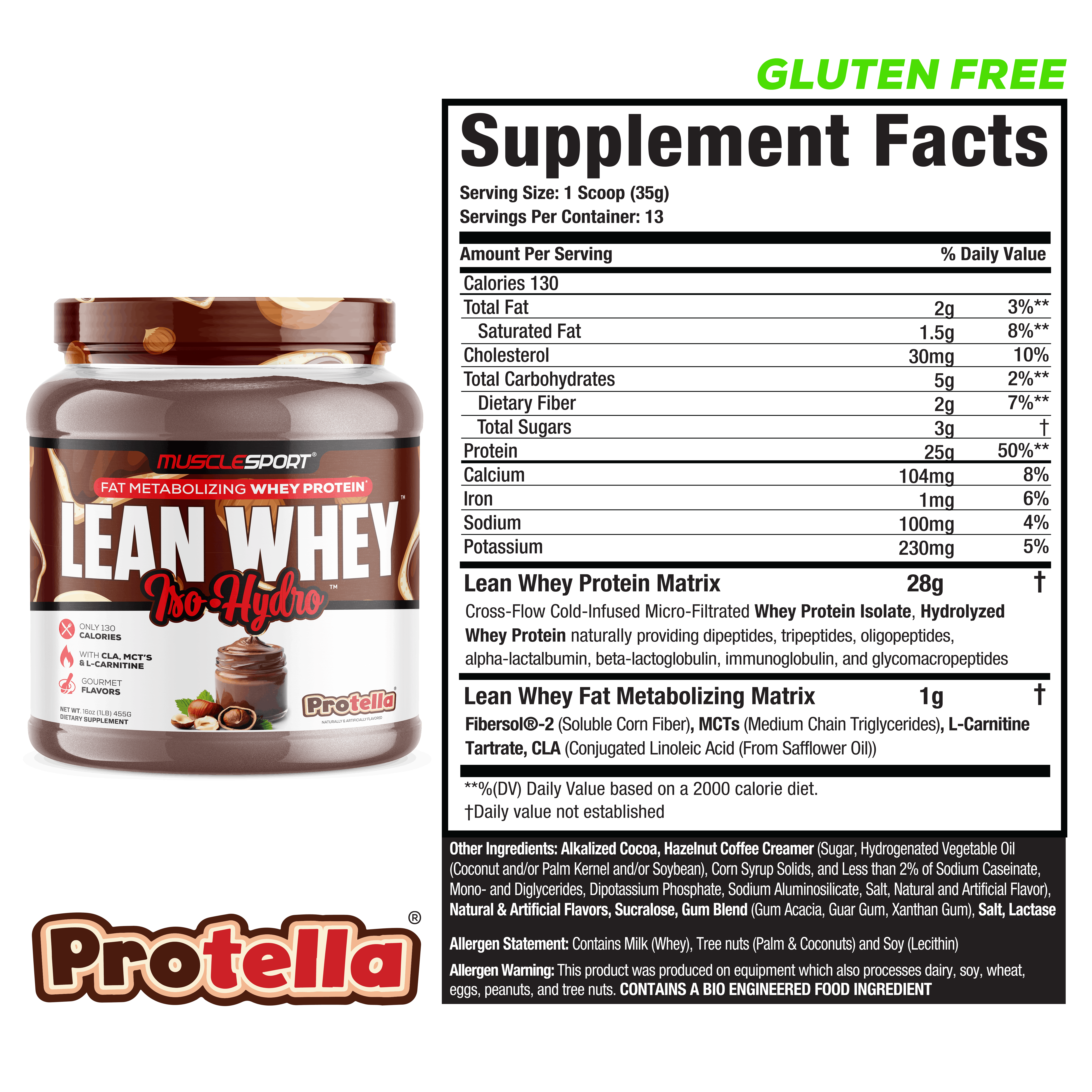 MuscleSport - Wholesale Protein/Superfood Powder - Lean Whey™ Iso Hydro Gourmet Protein 1lb2