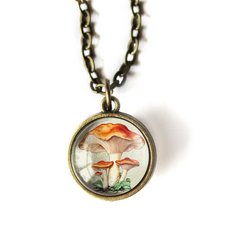 Colar Simples Reversível com Pendente de Cogumelos Chantarelle por atacado de The Divine Iguana