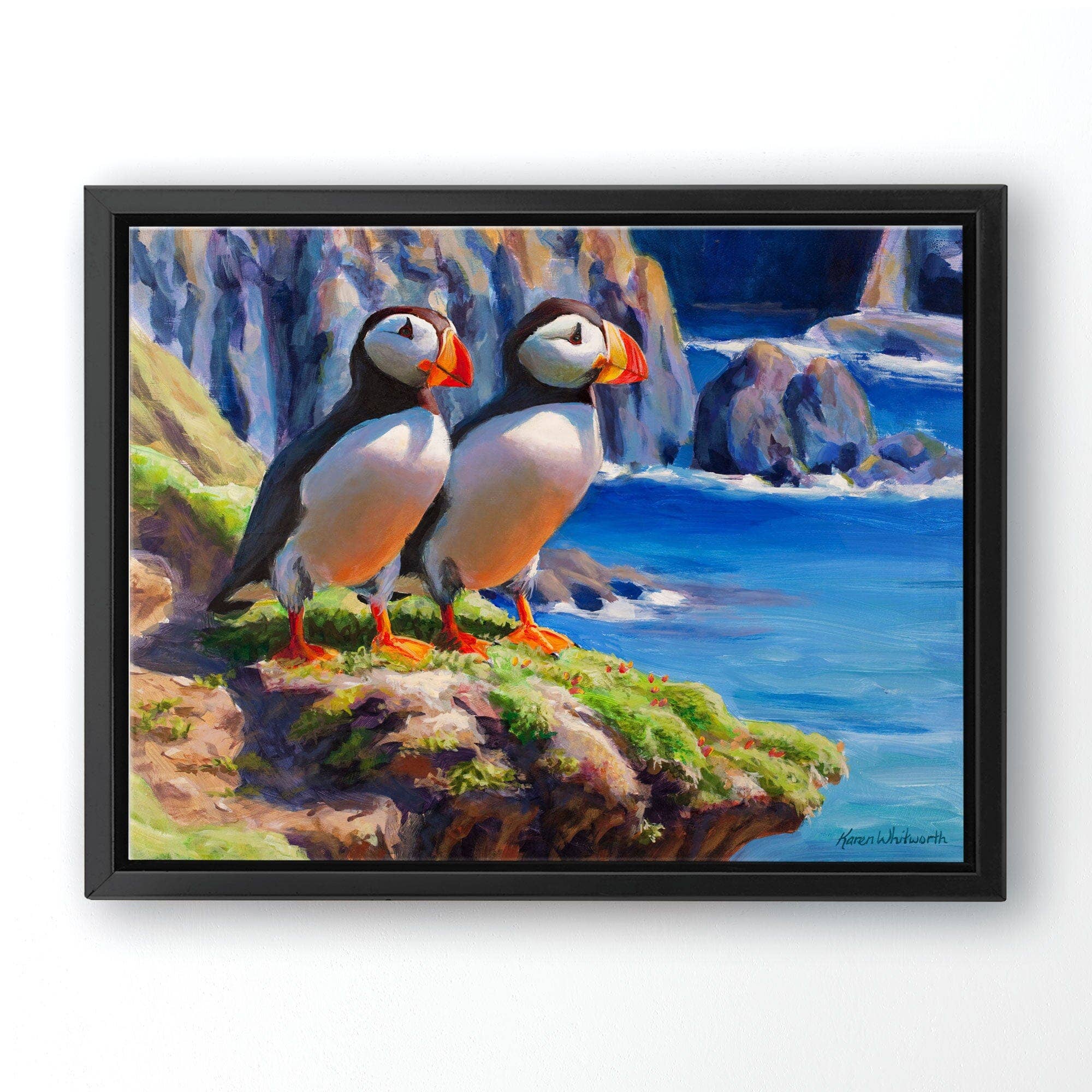 Whitworth Gallery - Wholesale Painting/Drawing - Puffins Canvas Wall Art by Karen Whitworth1
