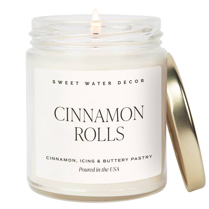 Sweet Water Decor - Wholesale Jar/Filled Candle - Cinnamon Rolls 9 oz Soy Candle - Fall Decor & Gifts