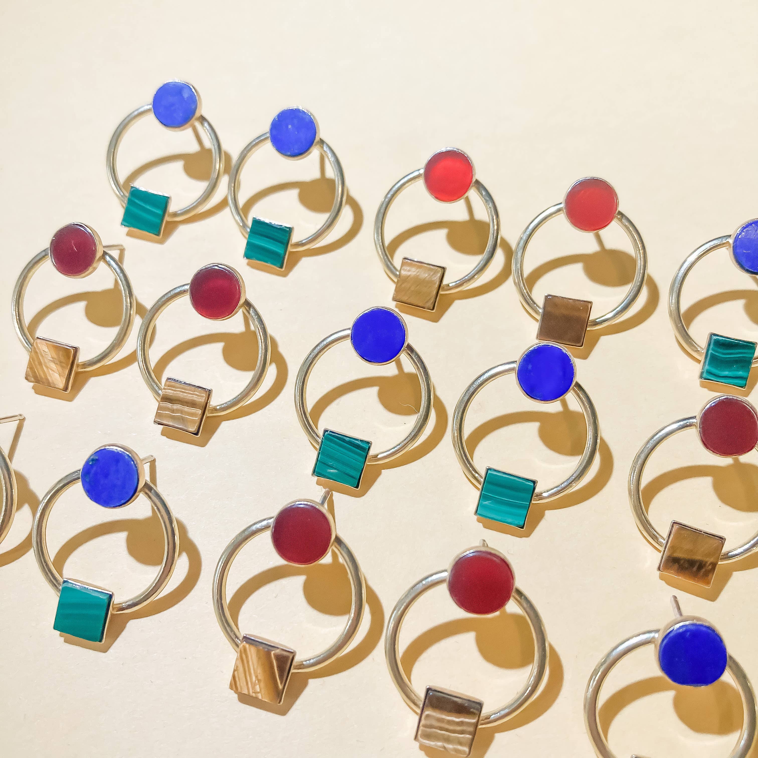 Michelle Starbuck Designs - Wholesale Stud/Post Earrings - Lapis + Malachite Duality Earrings2