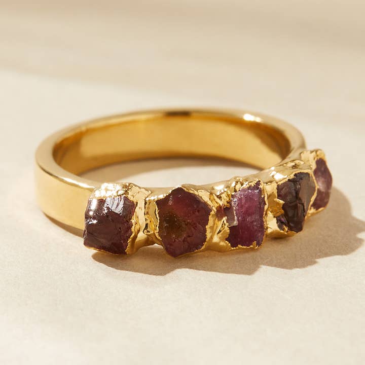 Anel de empilhamento de espinélio Ruby Garnet, Ombré Rainbow Gemstone por atacado de Dani Barbe