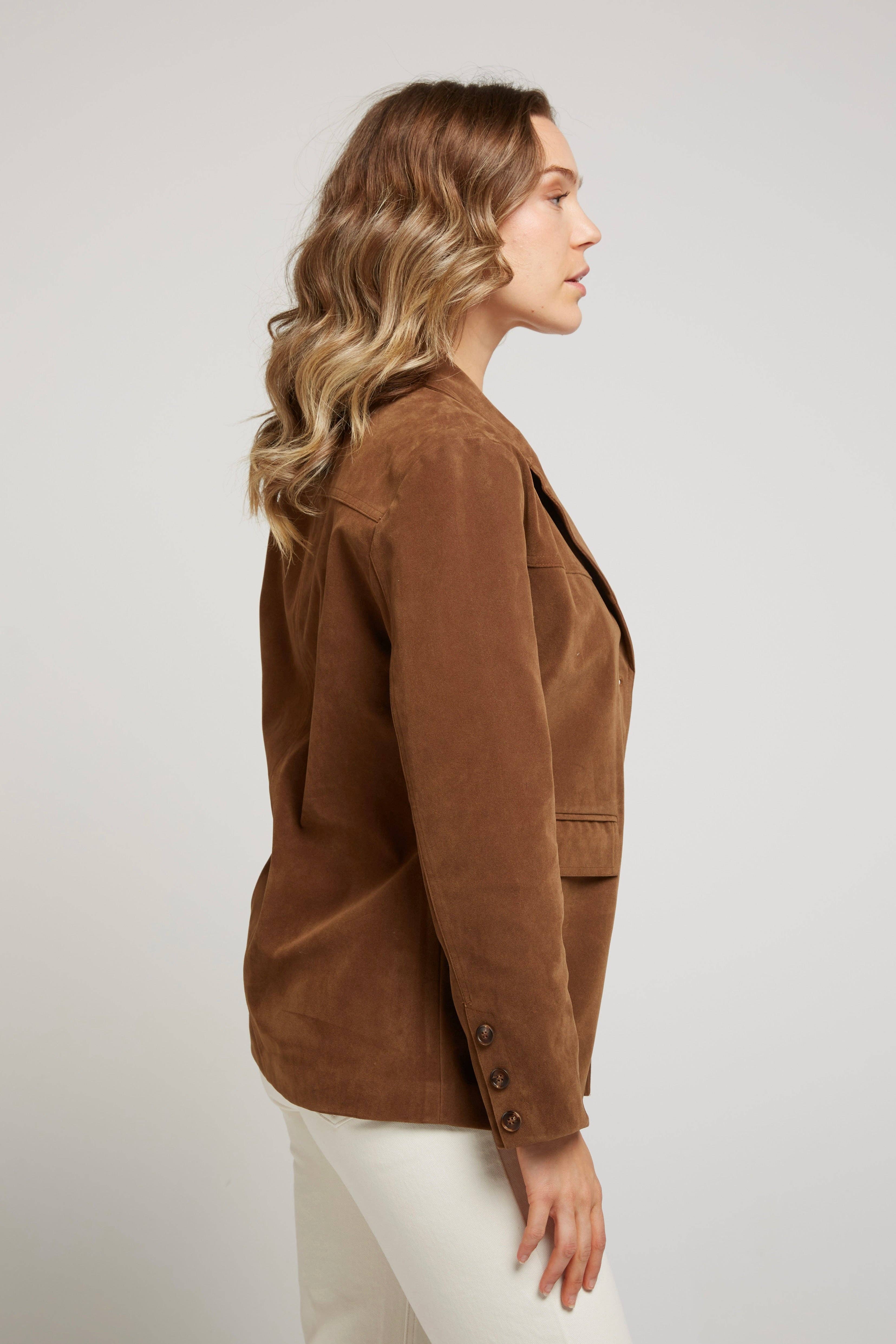 Andy & Lucy - Wholesale Jacket - Women's - WHITNEY - Blazer jacket with aged leather effect5