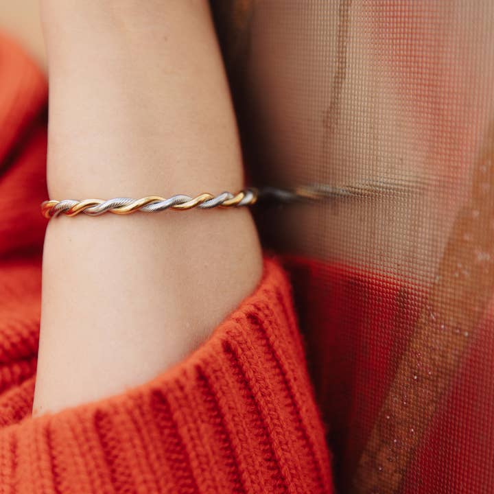 Nordic Muse - Wholesale Cuff Bracelet - Silver Twist Cuff Bangle, Waterproof2