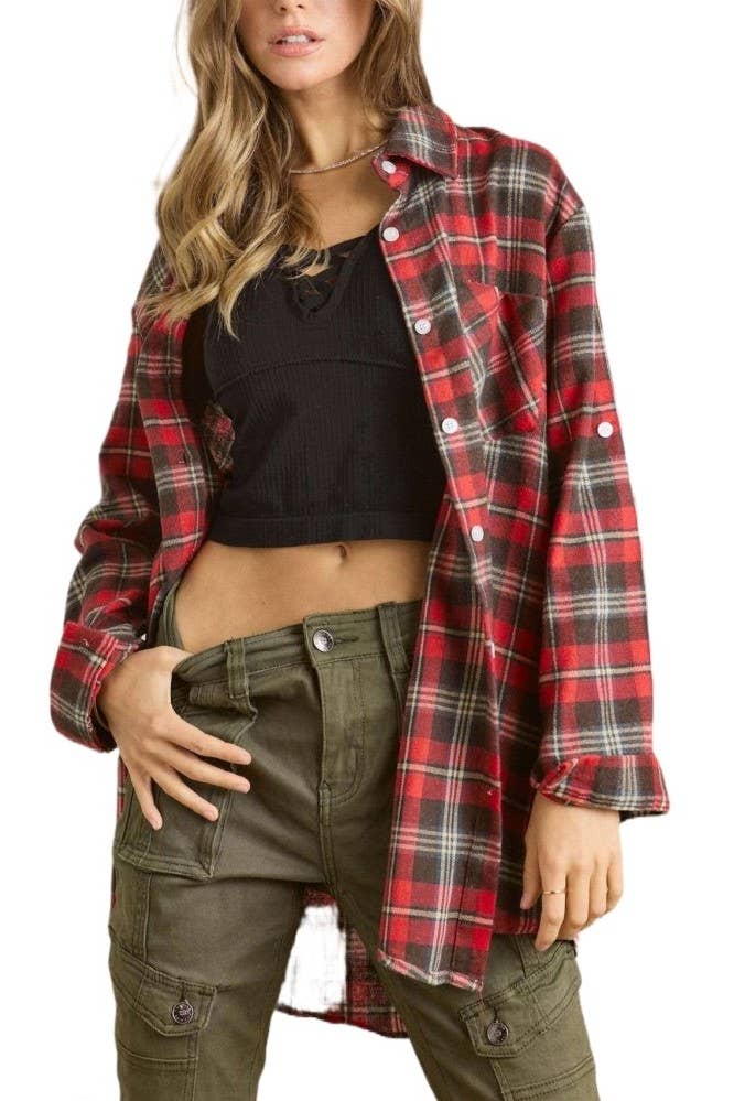 Vanilla Monkey - Wholesale Button Down Shirt - Women's - Button Down Flannel Shirt3