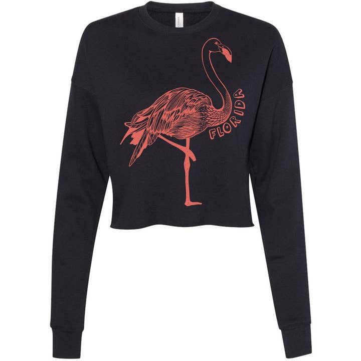 Flamingo Florida Cropped Sweater for wholesale by State Bliss