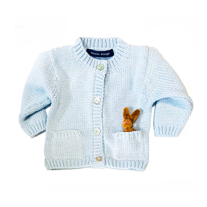Loralin Design - Wholesale Cardigan - Baby - Blue Bunny Cardigan