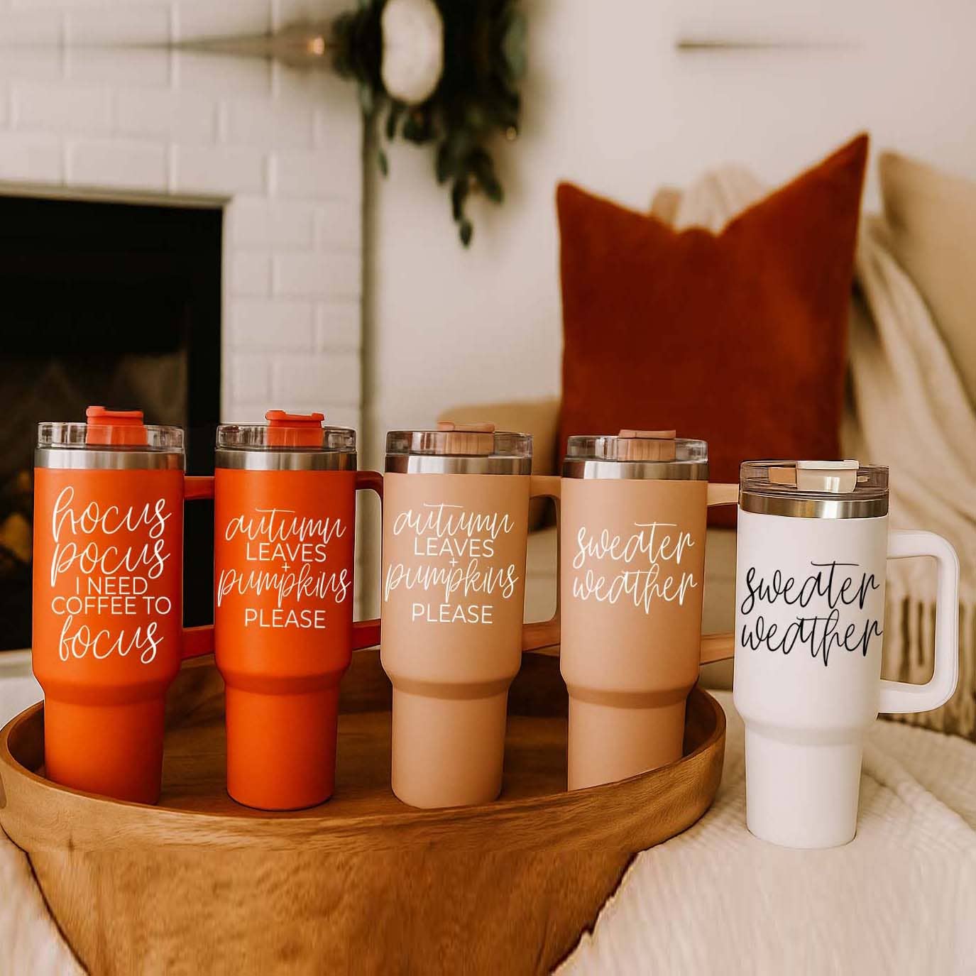 Gia Roma - Wholesale Insulated Mug/Tumbler - Fall 40oz Tumblers with Lid & Straw, Autumn Drinkware Mugs47