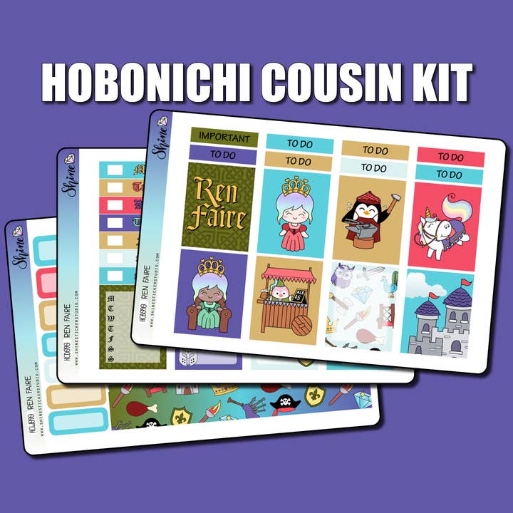 Ren Faire Hobonichi Cousin klistermærkesæt for engroshandel hos Shine Sticker Studio