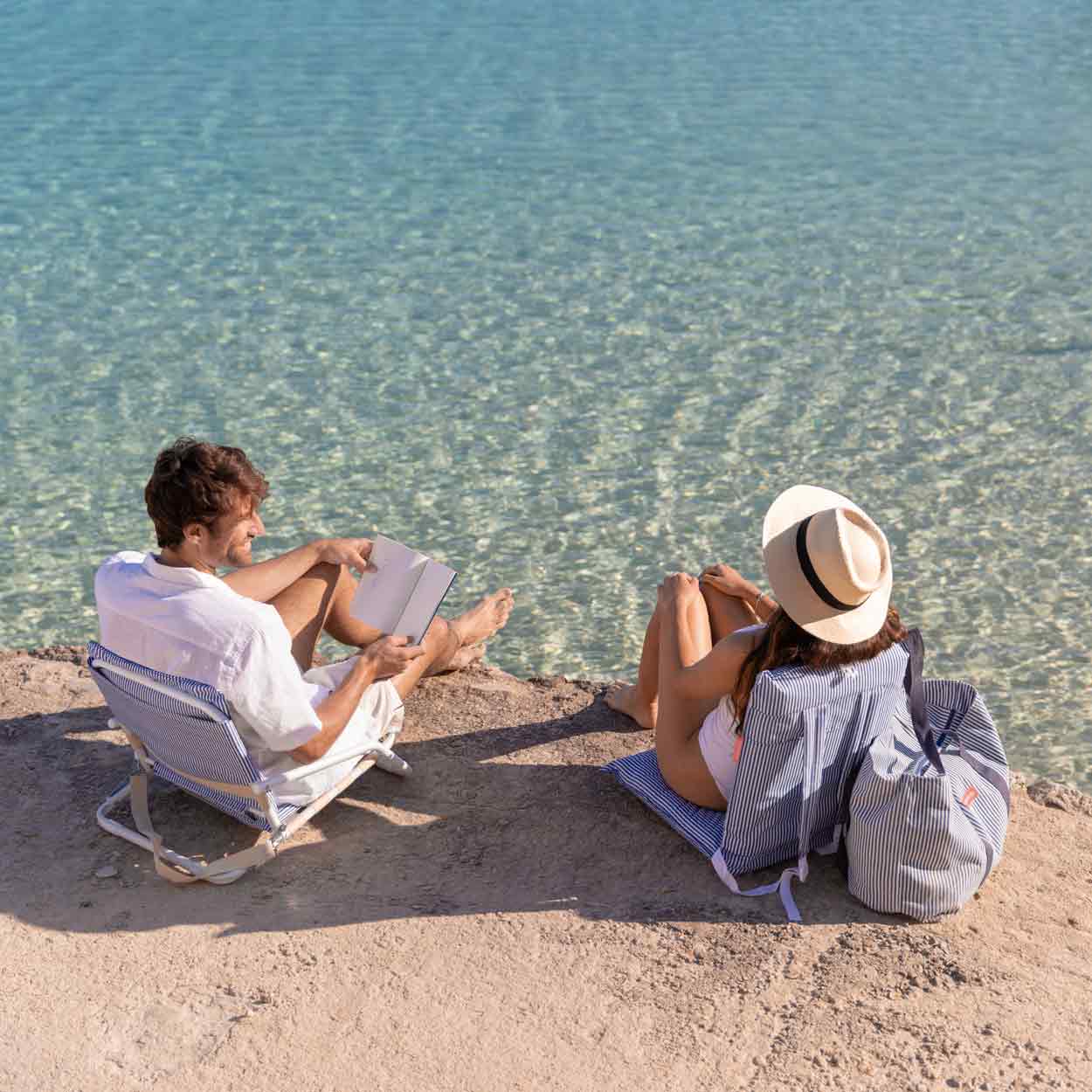 Flamingueo - Venta al por mayor Accesorio para la playa - Respaldo con rayas azul10