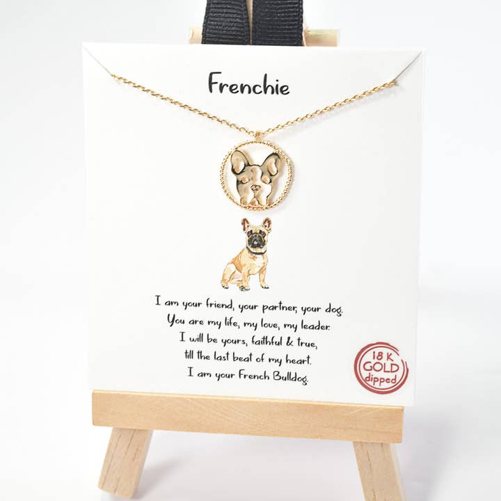 Frenchie Bulldog Charm Necklace for wholesale by SOPHIA WHOLESALE