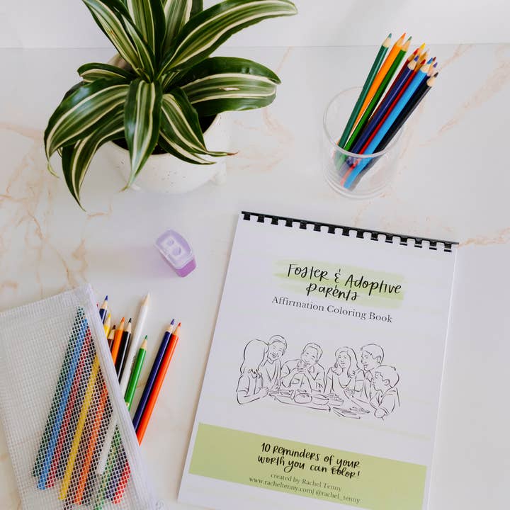 Foster & Adoptive Coloring Book | Colored Pencils & Pouch for wholesale by Rachel Tenny
