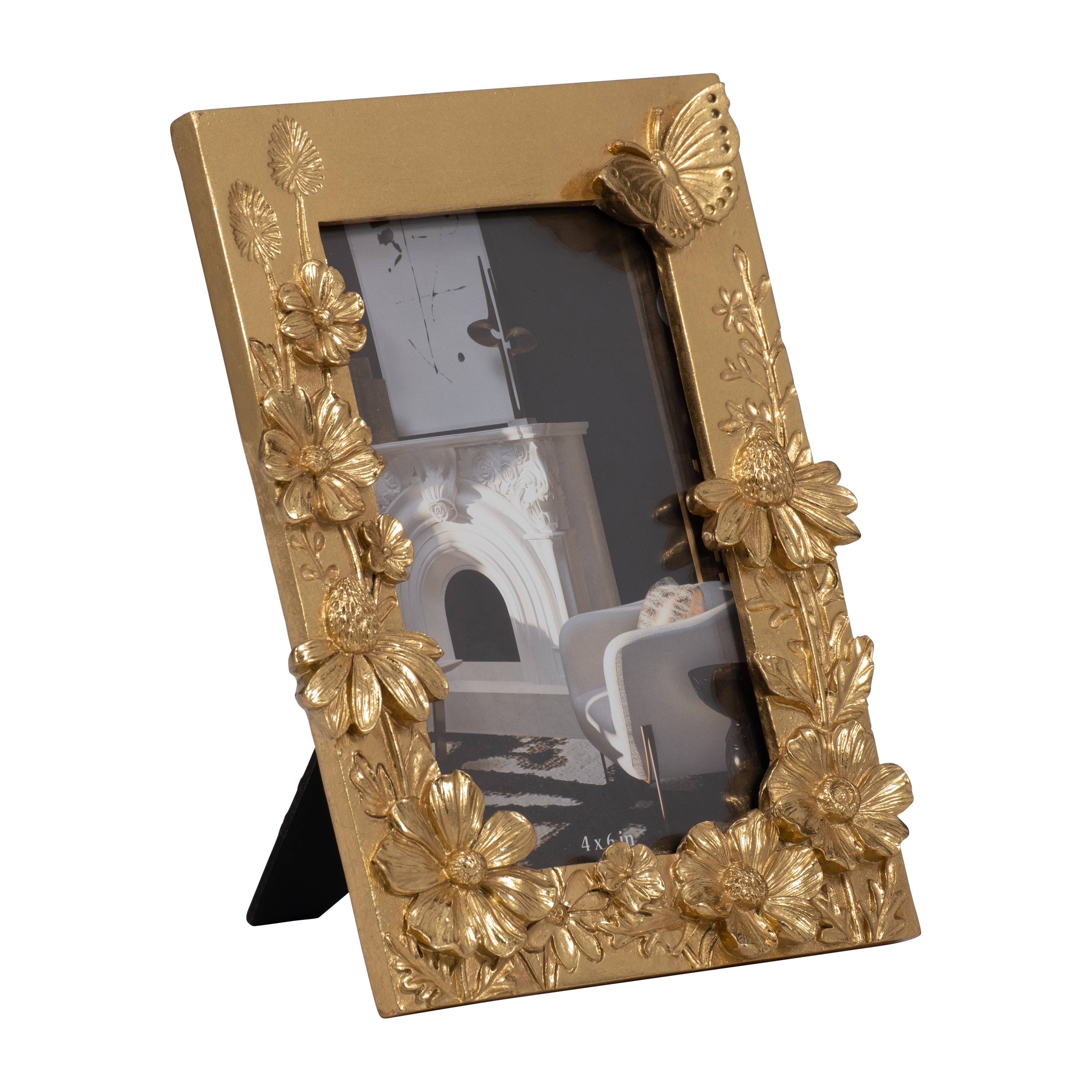 Sagebrook Home - Wholesale Picture Frame - Resin Boho Spring Time Photo Frame - Gold, 4x6 in.5
