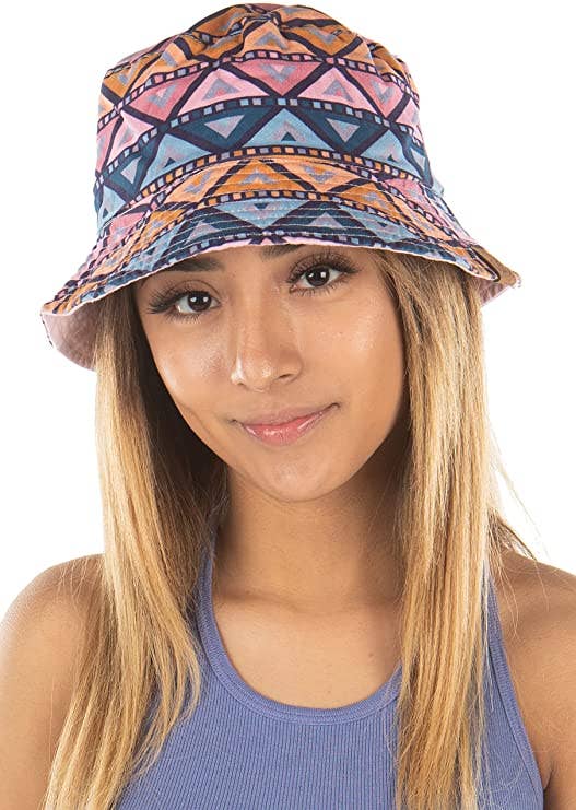 Funky Junque - Wholesale Bucket Hat - Women's - Reversible Bucket Hat (Aztec/Mauve)